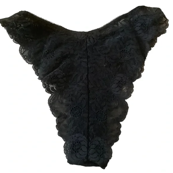 Vtg 80s Victoria’s Secret lingerie set of 2 strappy bralette and panties black